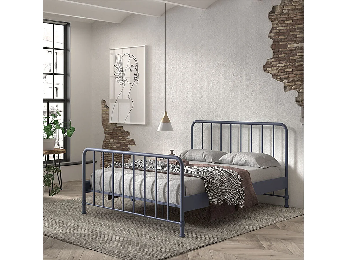 Lit 160x200 sommier inclus Bronxx Denim mat