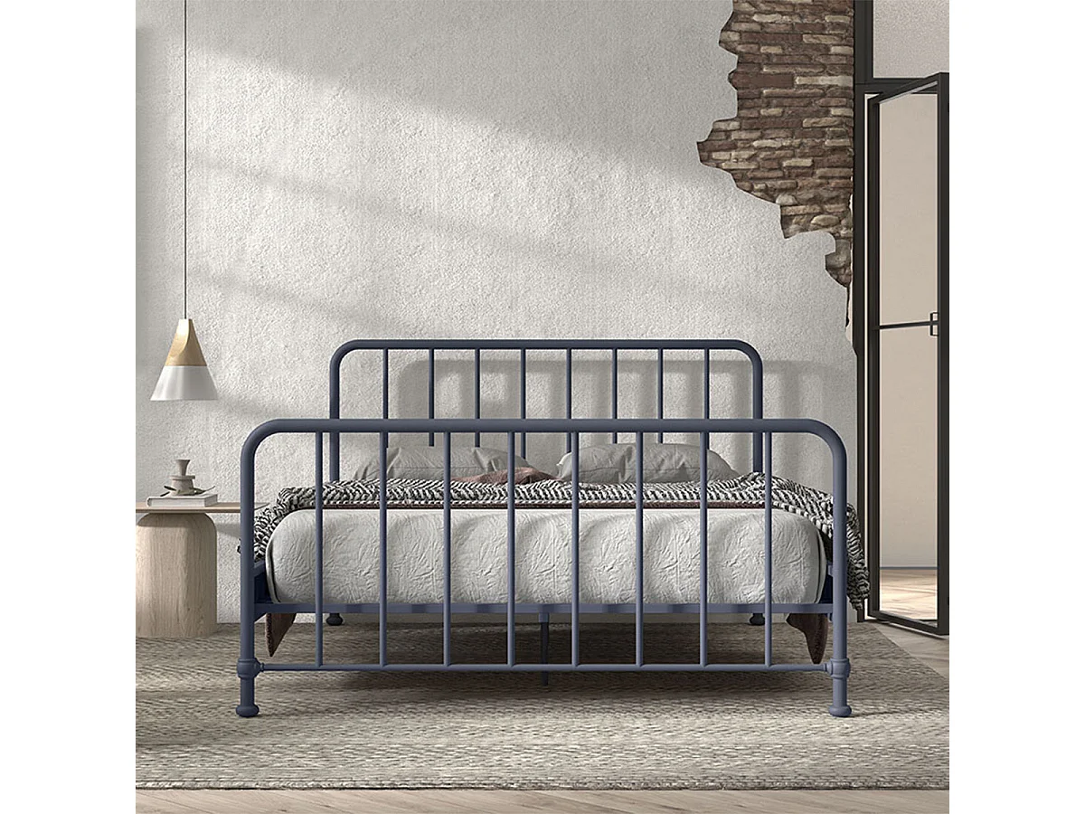 Lit 160x200 sommier inclus Bronxx Denim mat