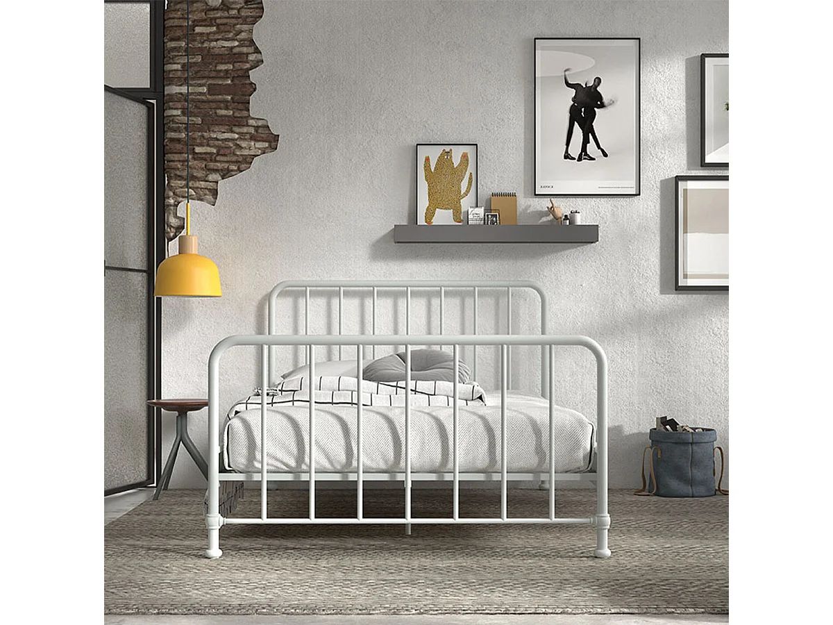 Lit 140x200 sommier inclus Bronxx Blanc mat