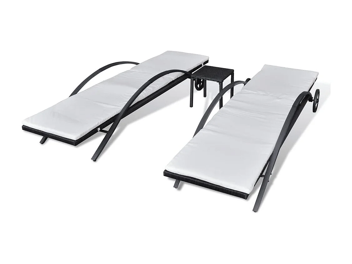 Espreguiçadeiras com mesa 199,5 x 65 x 37 cm resina tecida preta 02_0011914