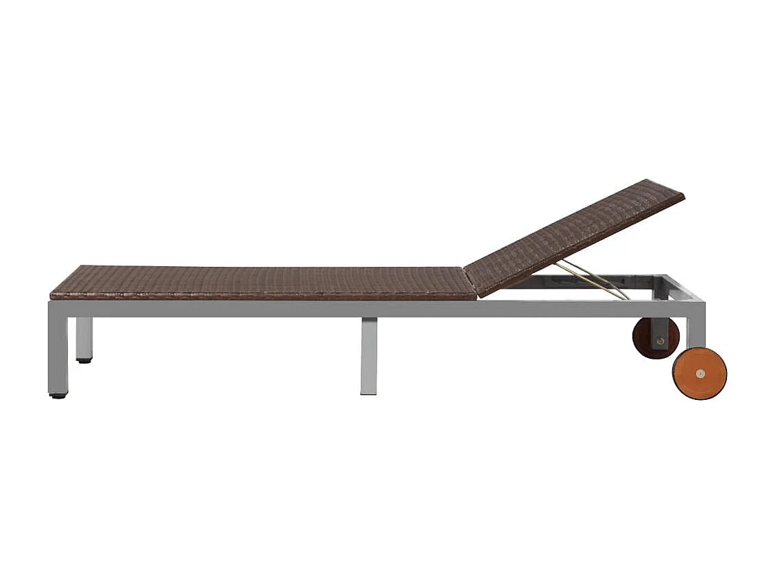 Tumbona tumbona para tomar el sol cama de jardín terraza muebles de exterior con ruedas de resina tejida marrón 02_0012597