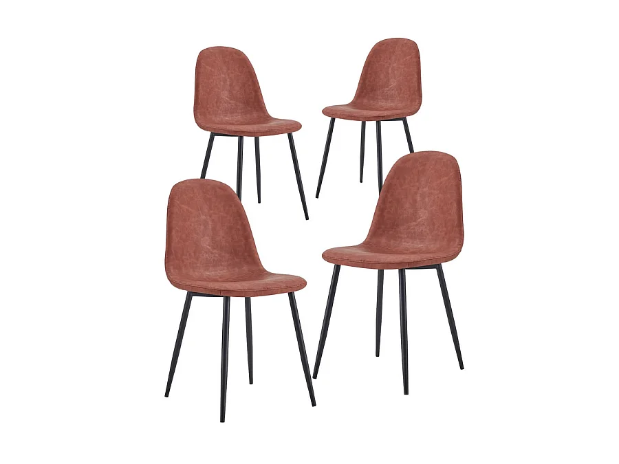 WeHome - Lot de 4 chaises en cuir PU marron avec pieds en métal - Magnifique