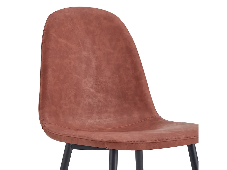 WeHome - Set van 4 bruine PU-leren stoelen met metalen poten - Prachtig