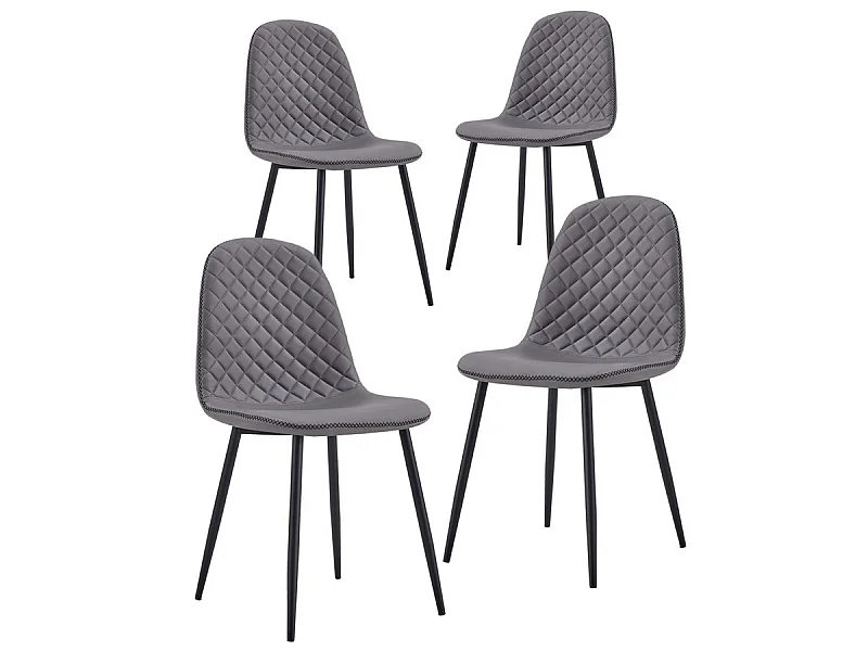 WeHome - Cadeiras de design moderno com pernas de metal e assento acolchoado cinza - Lindas