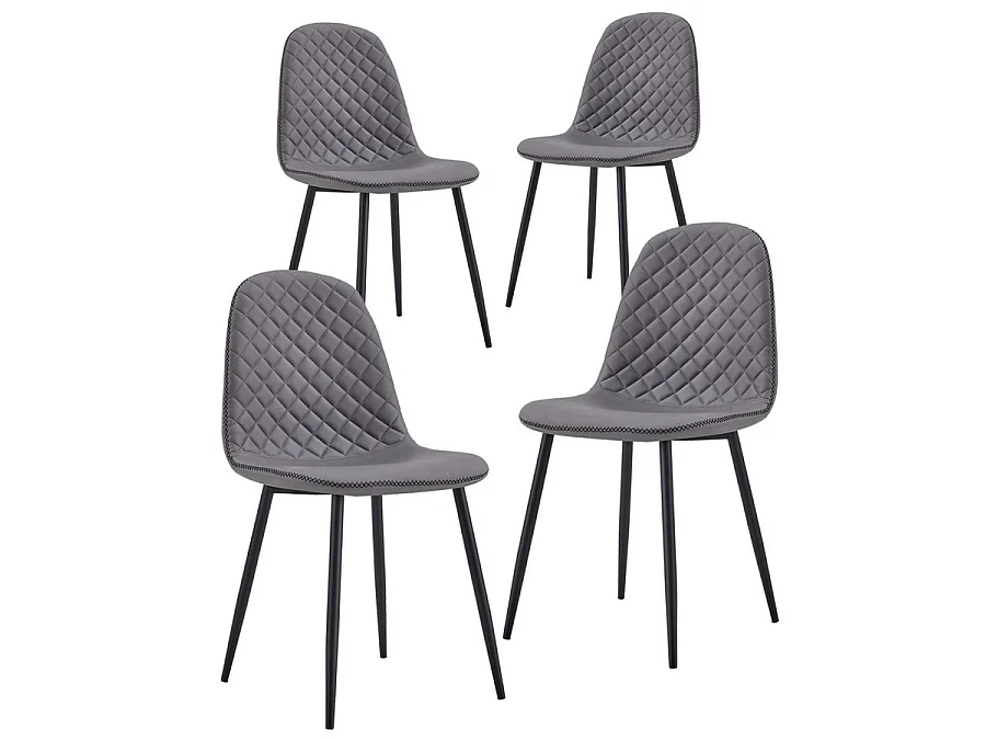 WeHome - Moderne design stoelen met metalen poten en grijs gewatteerde zitting - Prachtig