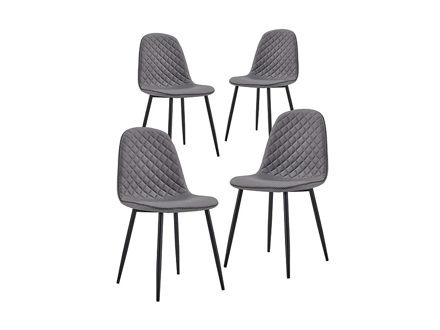 WeHome - Cadeiras de design moderno com pernas de metal e assento acolchoado cinza - Lindas