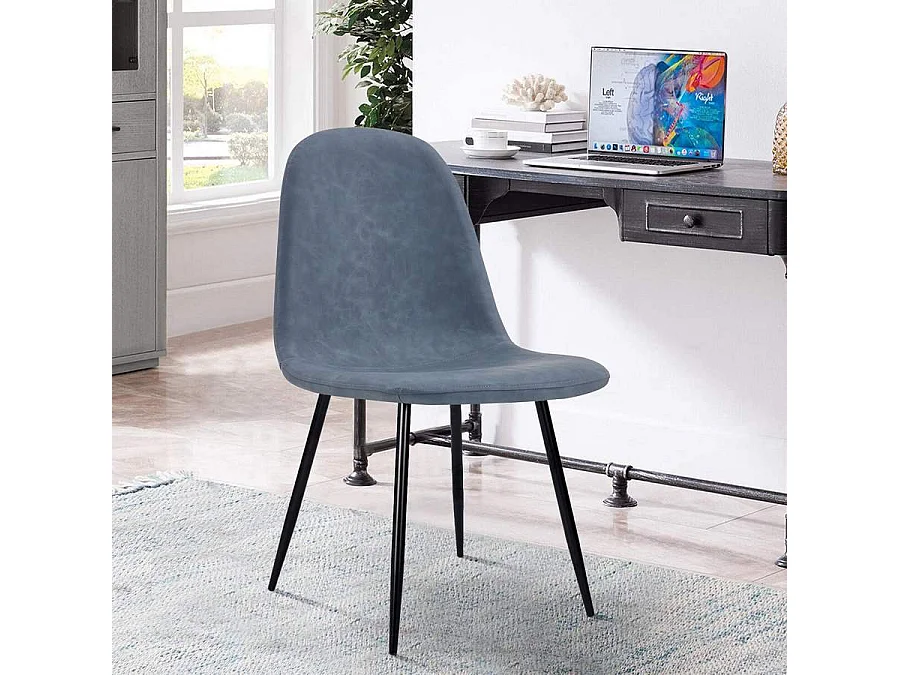 Wehome - Moderne eetkamerstoelen 4 stuks in blauw eco-leer - Prachtig