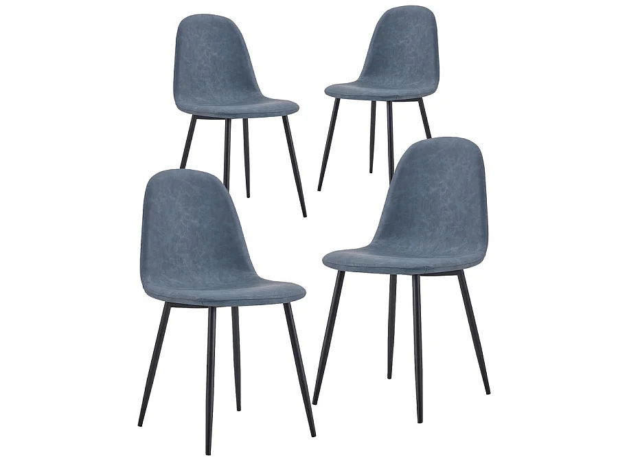 Wehome - Chaises de salle à manger modernes 4 pcs en éco-cuir bleu - Magnifique