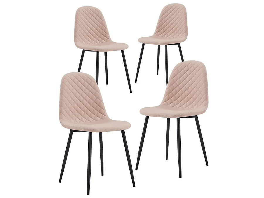 WeHome - conjunto de 4 cadeiras de jantar com encosto acolchoado em couro ecológico areia - Bella