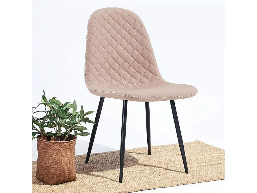 WeHome - conjunto de 4 cadeiras de jantar com encosto acolchoado em couro ecológico areia - Bella