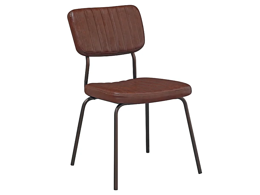 WeHome - Lot de 4 chaises d'intérieur industrielles tapissées en éco-cuir marron