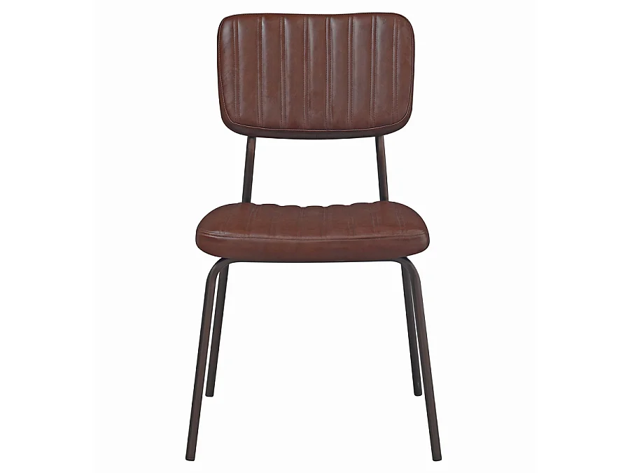 WeHome - Lot de 4 chaises d'intérieur industrielles tapissées en éco-cuir marron