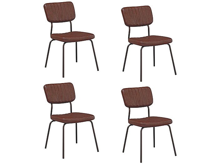 Brigros WeHome - Set da 4 sedie in tessuto Bella, gambe in metallo e seduta in tessuto