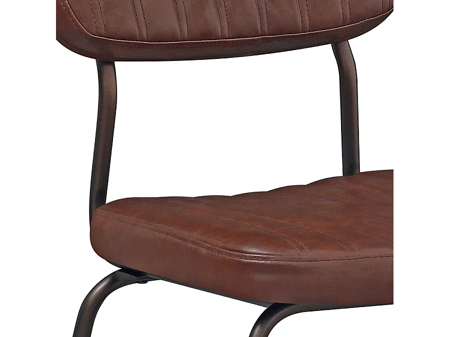 WeHome - Lot de 4 chaises d'intérieur industrielles tapissées en éco-cuir marron