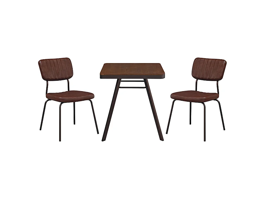 WeHome - Lot de 4 chaises d'intérieur industrielles tapissées en éco-cuir marron