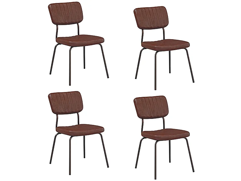 WeHome - Set da 4 sedie per interni Industrial imbottite in ecopelle marrone