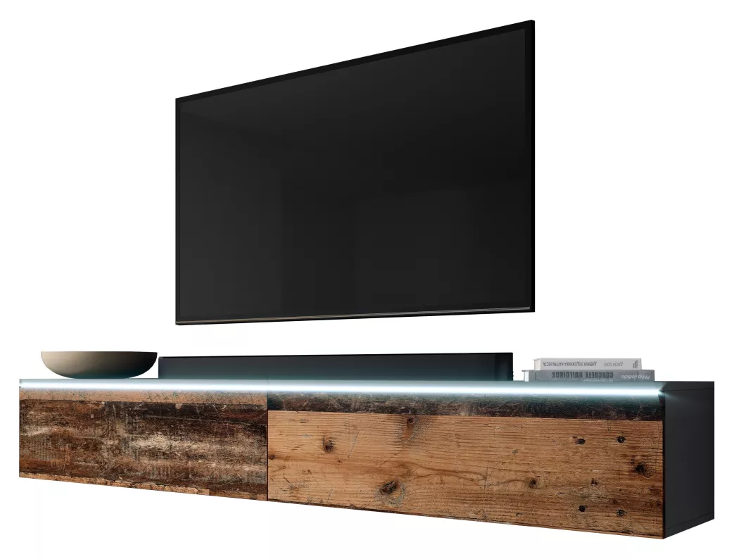 Kauf Unique TV Lowboard BARGO 200 Anthrazit/Old wood mit LED