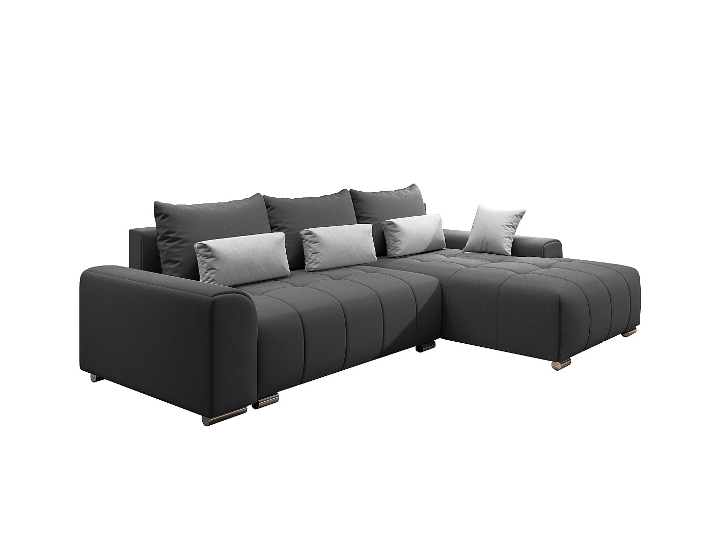 Ecksofa LORETA mit Schlaffunktion und Kissen Couch Sofa LForm MT99+84 grau und hellgrau