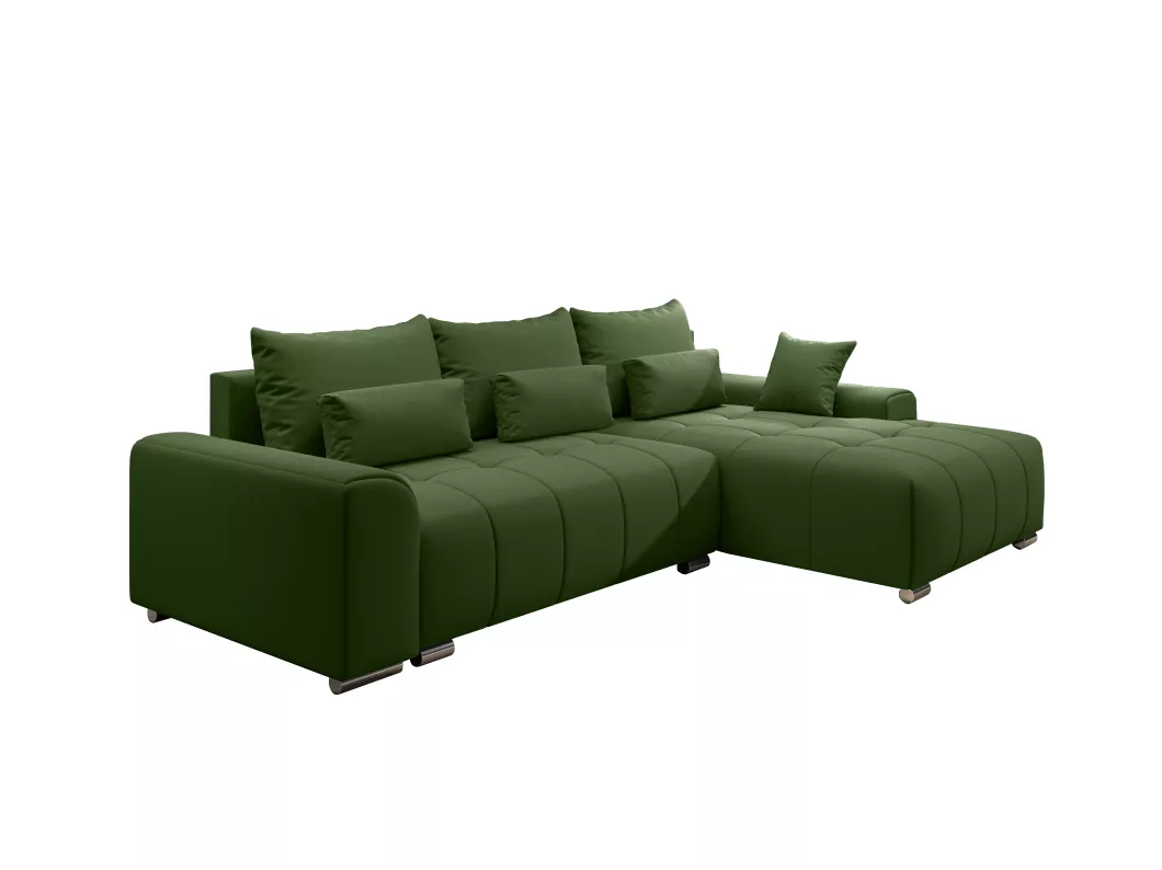 Kauf Unique Ecksofa LORETA mit Schlaffunktion und Kissen - Couch Sofa L-Form AI20 - moos grün