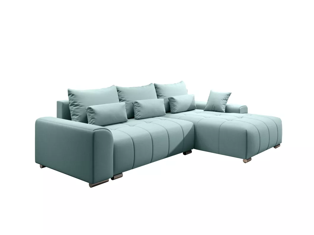 Kauf Unique Ecksofa LORETA mit Schlaffunktion und Kissen - Couch Sofa L-Form EN18 - mint