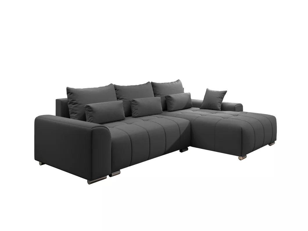 Kauf Unique Ecksofa LORETA mit Schlaffunktion und Kissen - Couch Sofa L-Form MO96 - grau