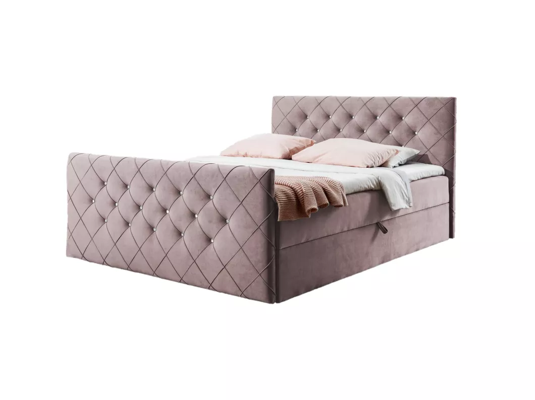 Kauf Unique Boxspringbett MOLIE 180x200 mit Kopf- und Fußteil und Topper - EV70806 - rosa