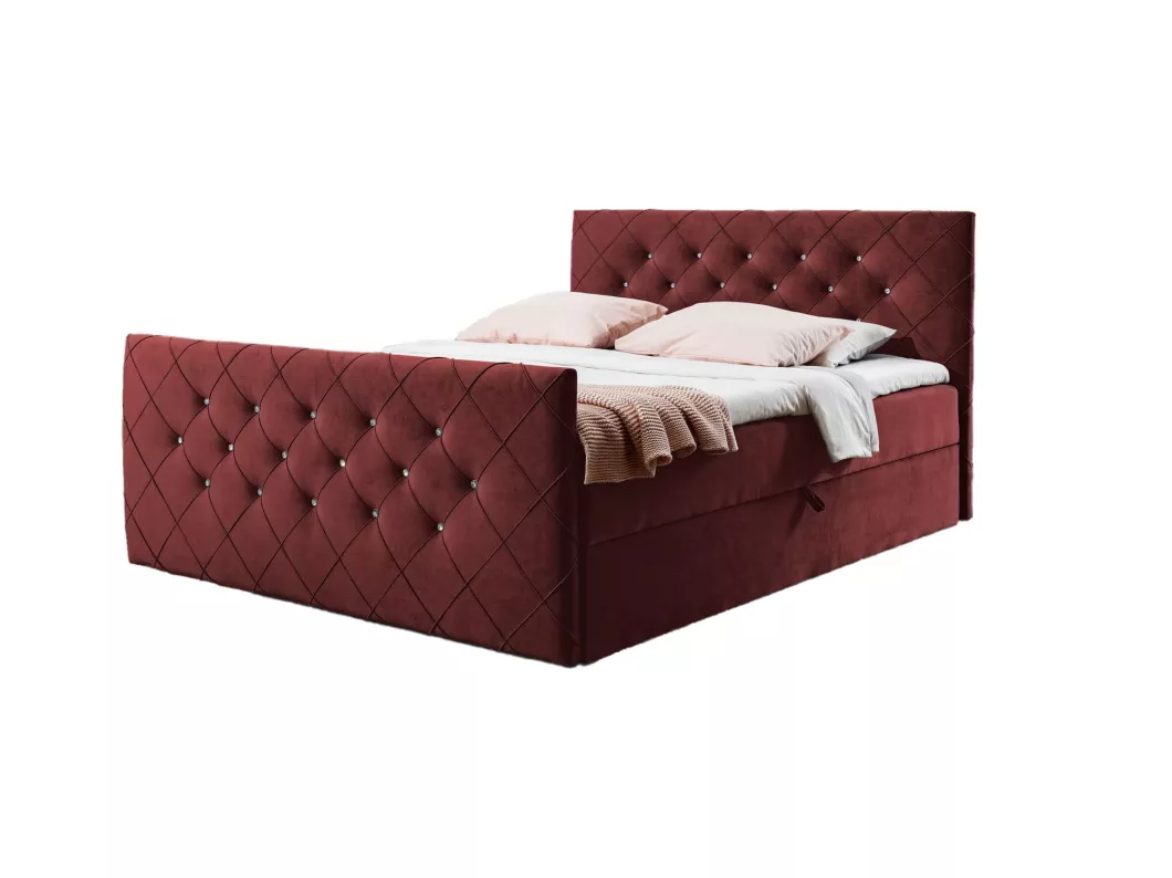 Kauf Unique Boxspringbett MOLIE 120x200 mit Kopf- und Fußteil und Topper - EV70812 - rot