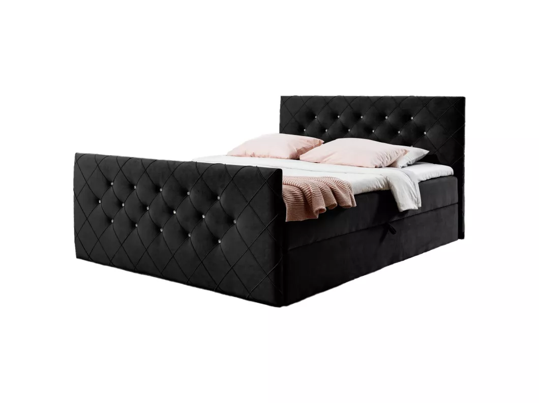 Kauf Unique Boxspringbett MOLIE 160x200 mit Kopf- und Fußteil und Topper - EV70817 - schwarz