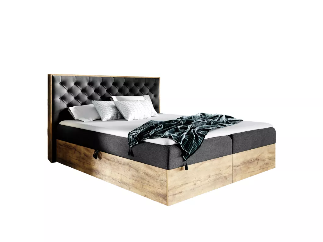 Kauf Unique Boxspringbett TERRIE 160x200 mit Bettkasten und Topper - SR100 - schwarz