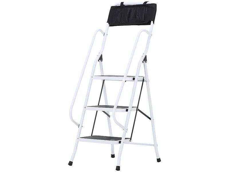 Escalera plegable blanco y negro 51x66x131 cm HOMCOM