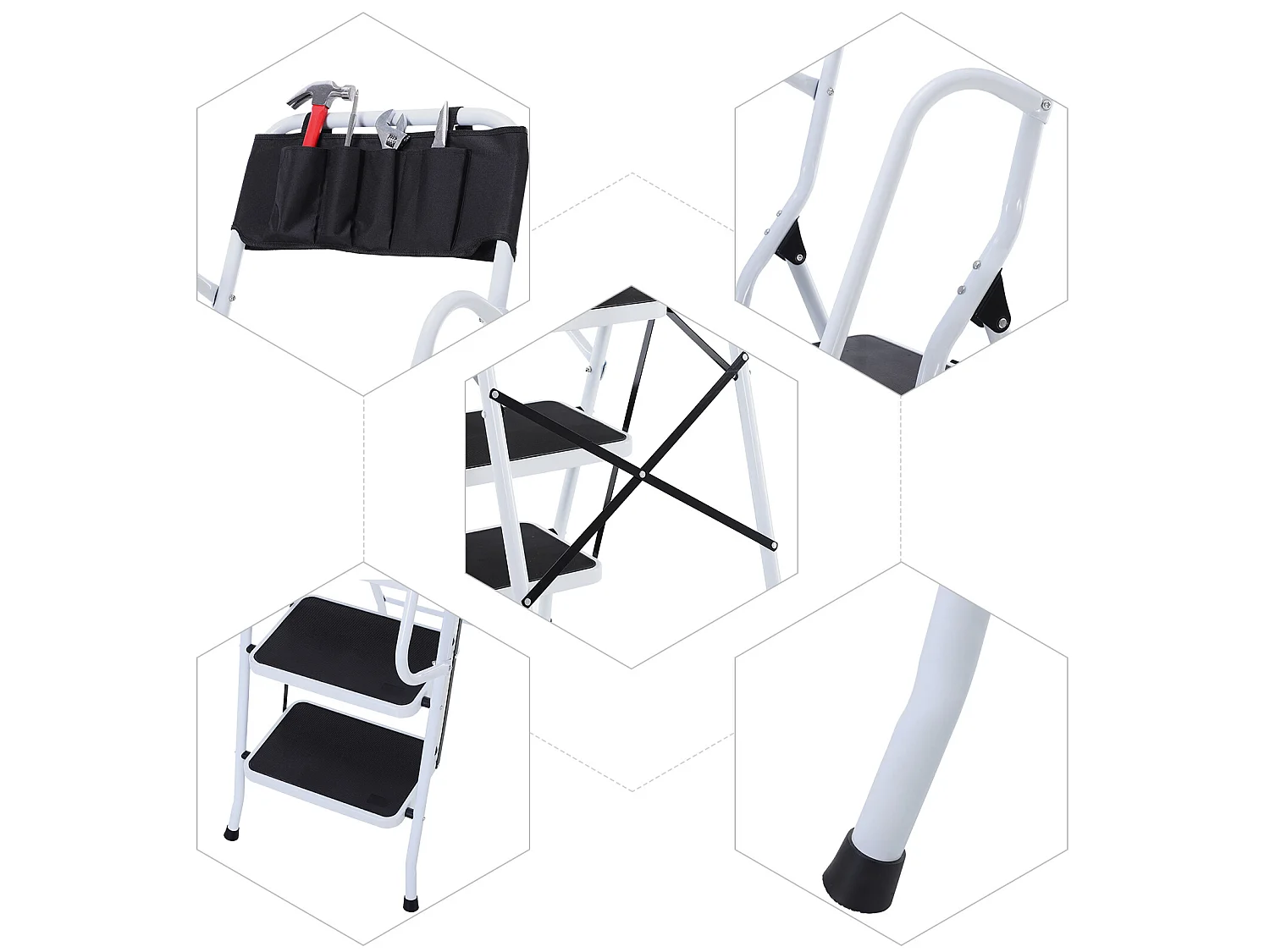 Escalera plegable negro y blanco 50x83x155 cm HOMCOM