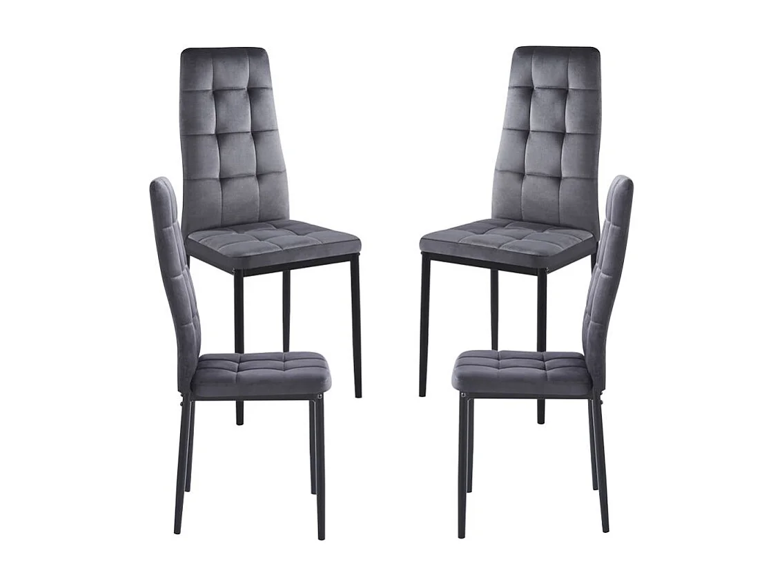 Packs Sillas Comedor - Pack 4 Sillas Lan Terciopelo - Gris oscuro