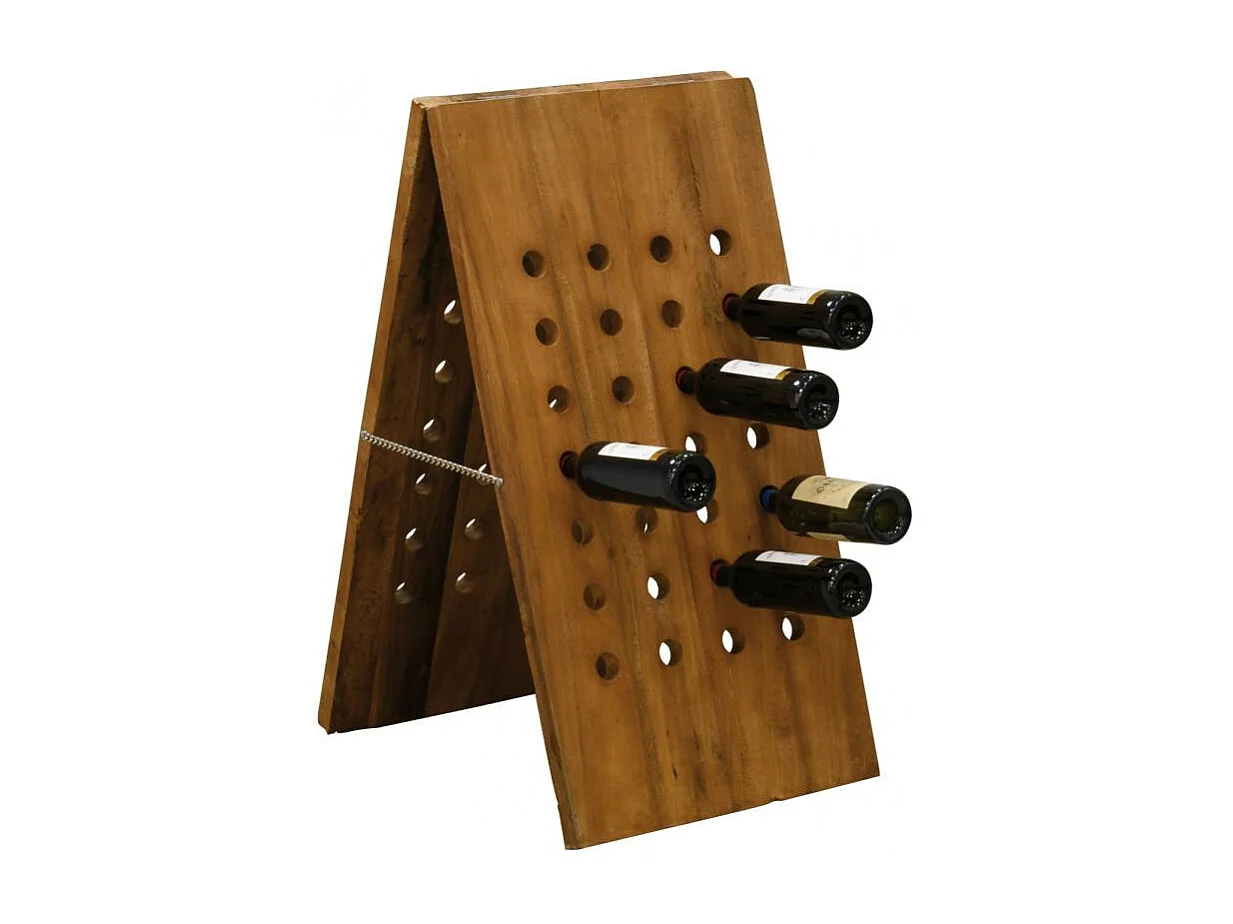 Grand porte-bouteilles en bois recyclé