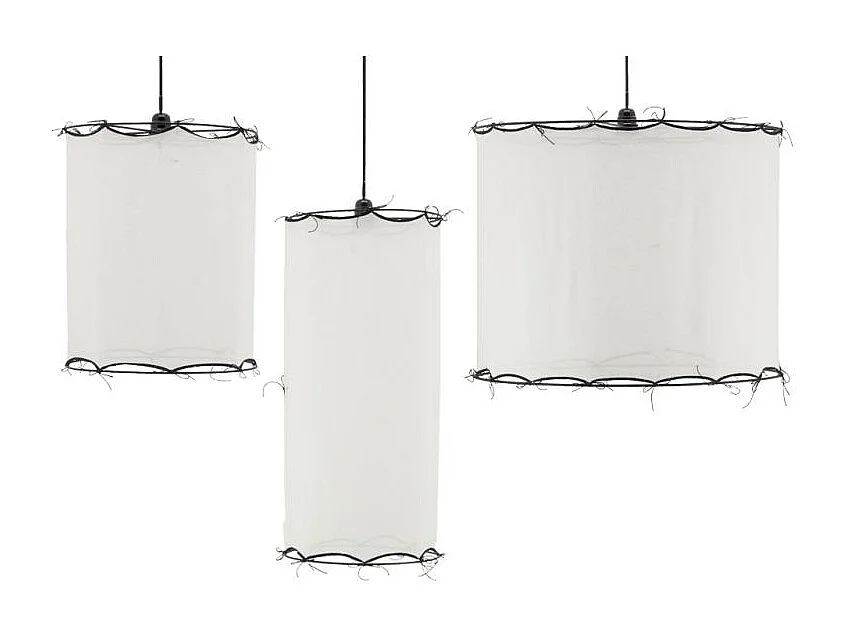 Abat-jour pour suspension en coton Riad Petit Blanc