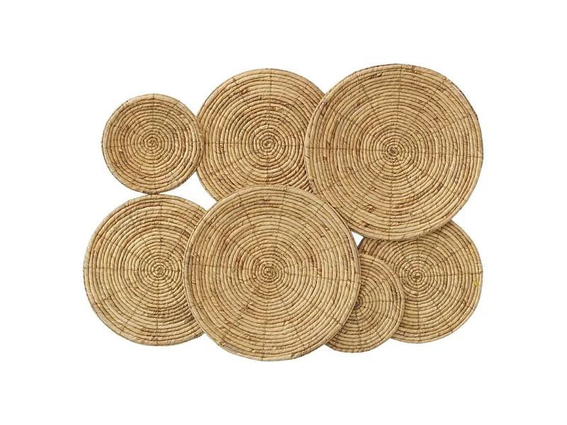 Grand décor mural 7 disques en jacinthe naturelle