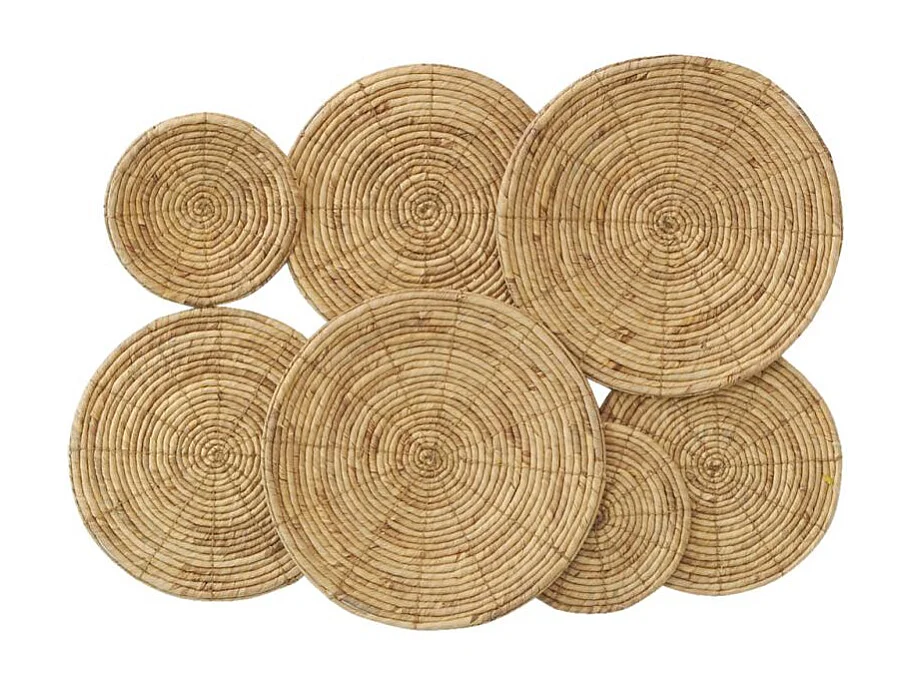 Grand décor mural 7 disques en jacinthe naturelle