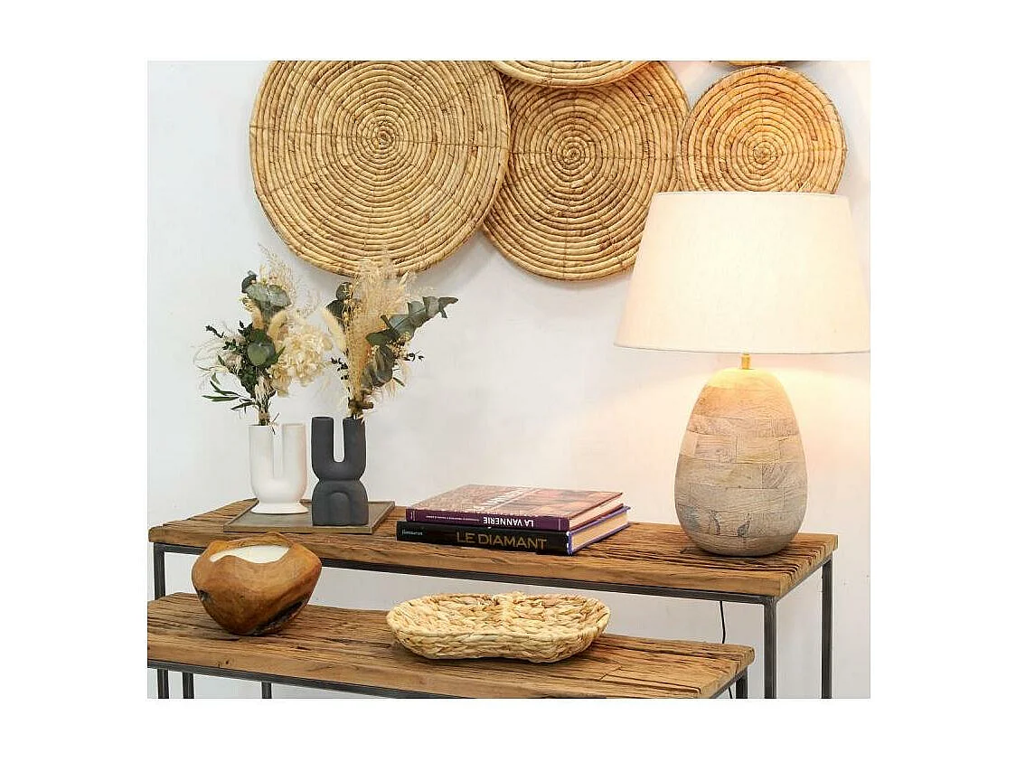 Grand décor mural 7 disques en jacinthe naturelle