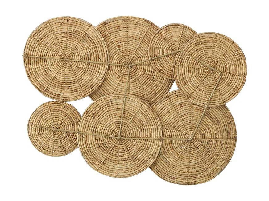 Grand décor mural 7 disques en jacinthe naturelle