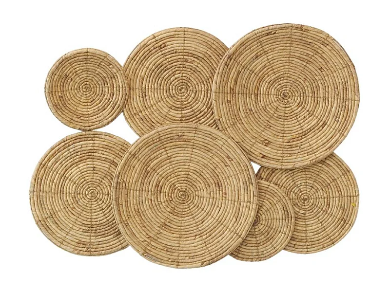 Grand décor mural 7 disques en jacinthe naturelle