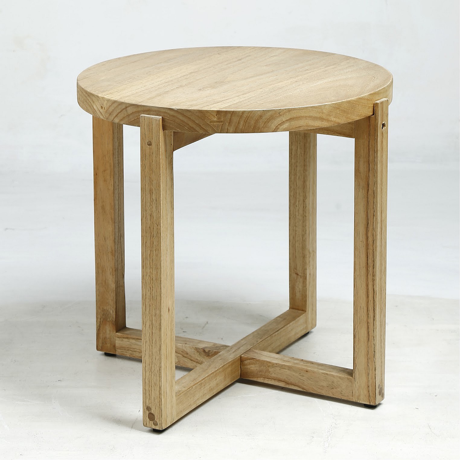 Puloyati, table d'appoint ronde, démontable en bois de mindi massif ...