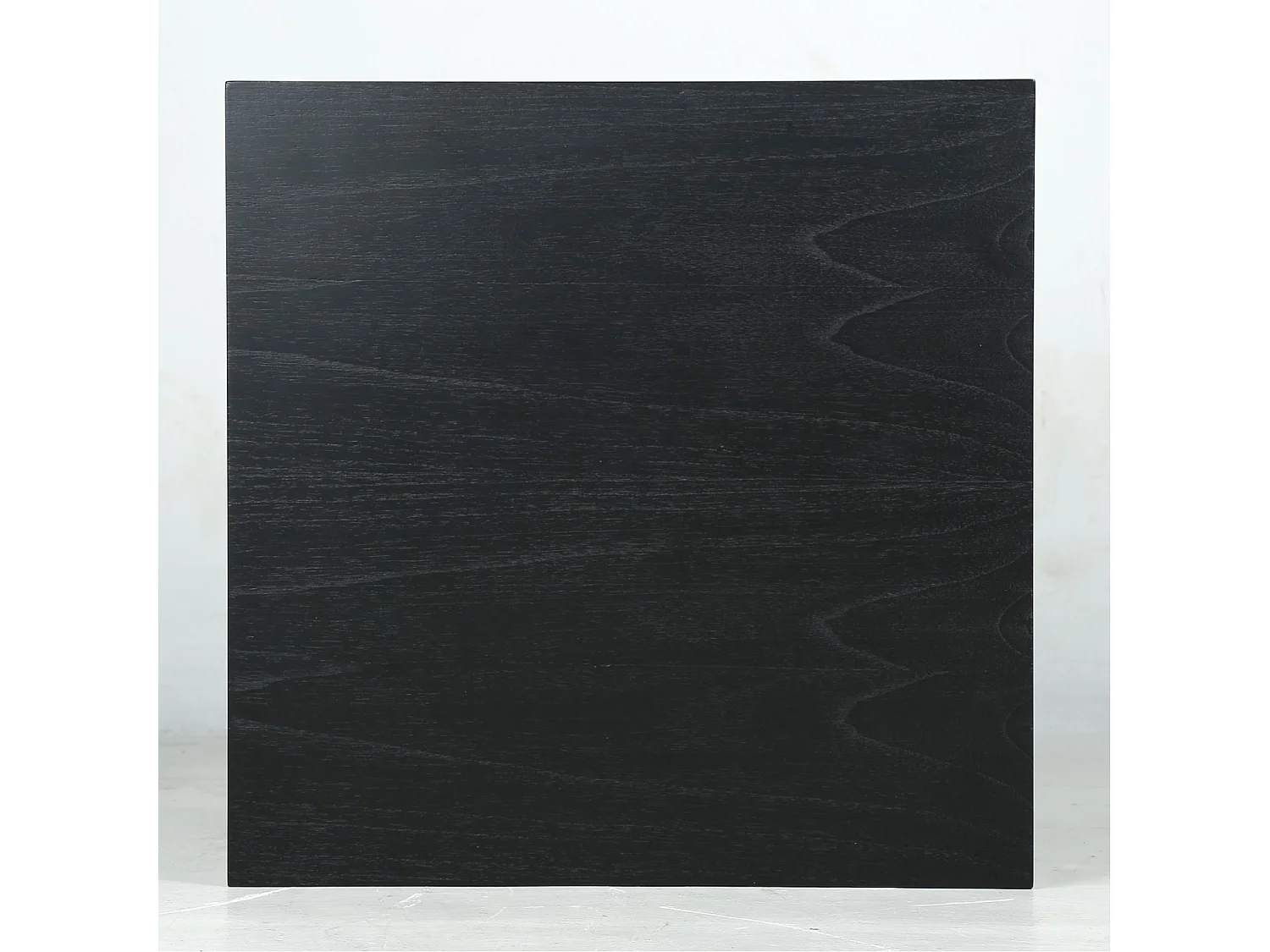 Slavia, table d'appoint carrée deux plateaux,  en bois  et loom, noir et naturel