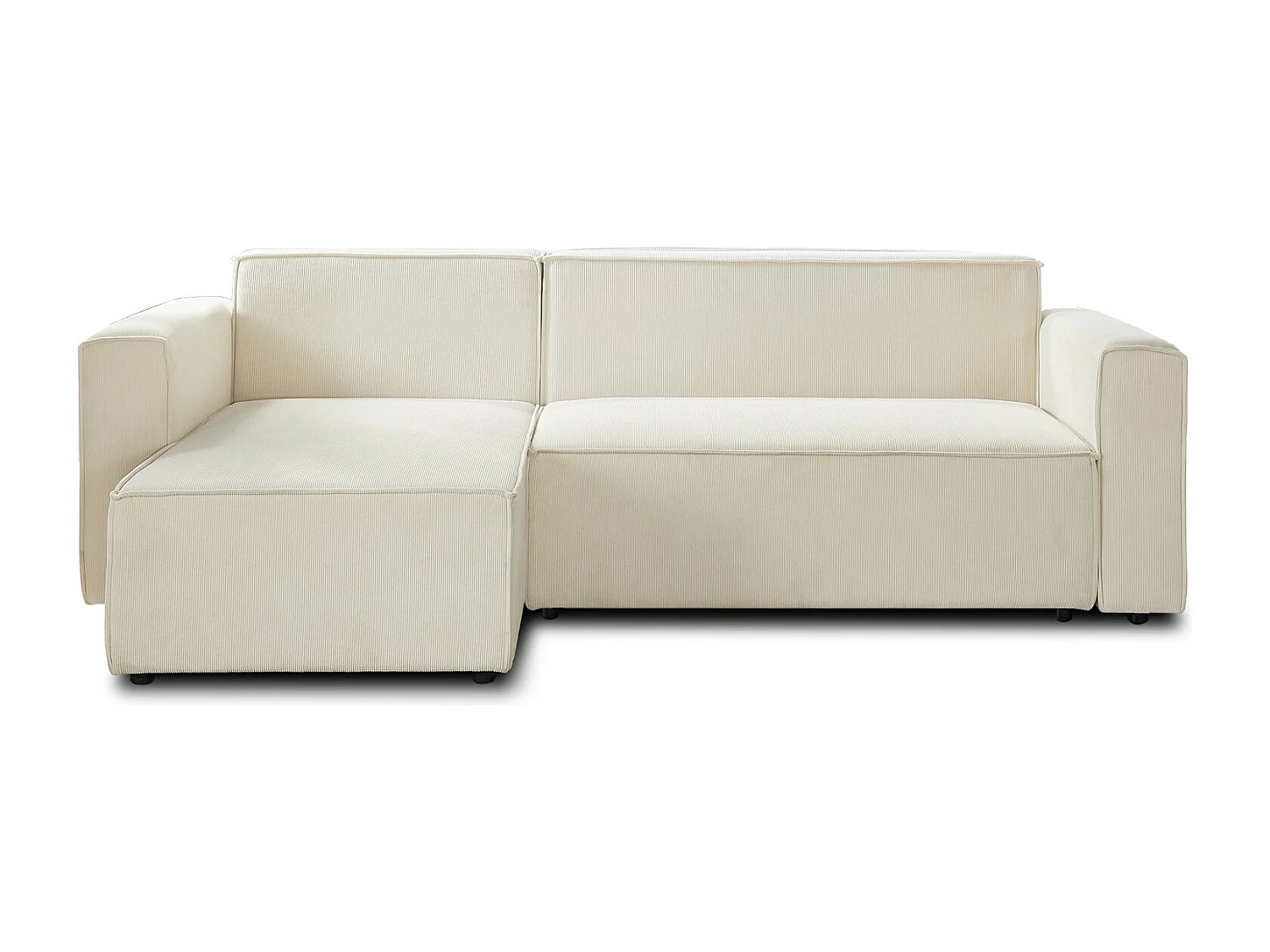 Canapé d'angle convertible réversible Lorenzo en velours côtelé Beige