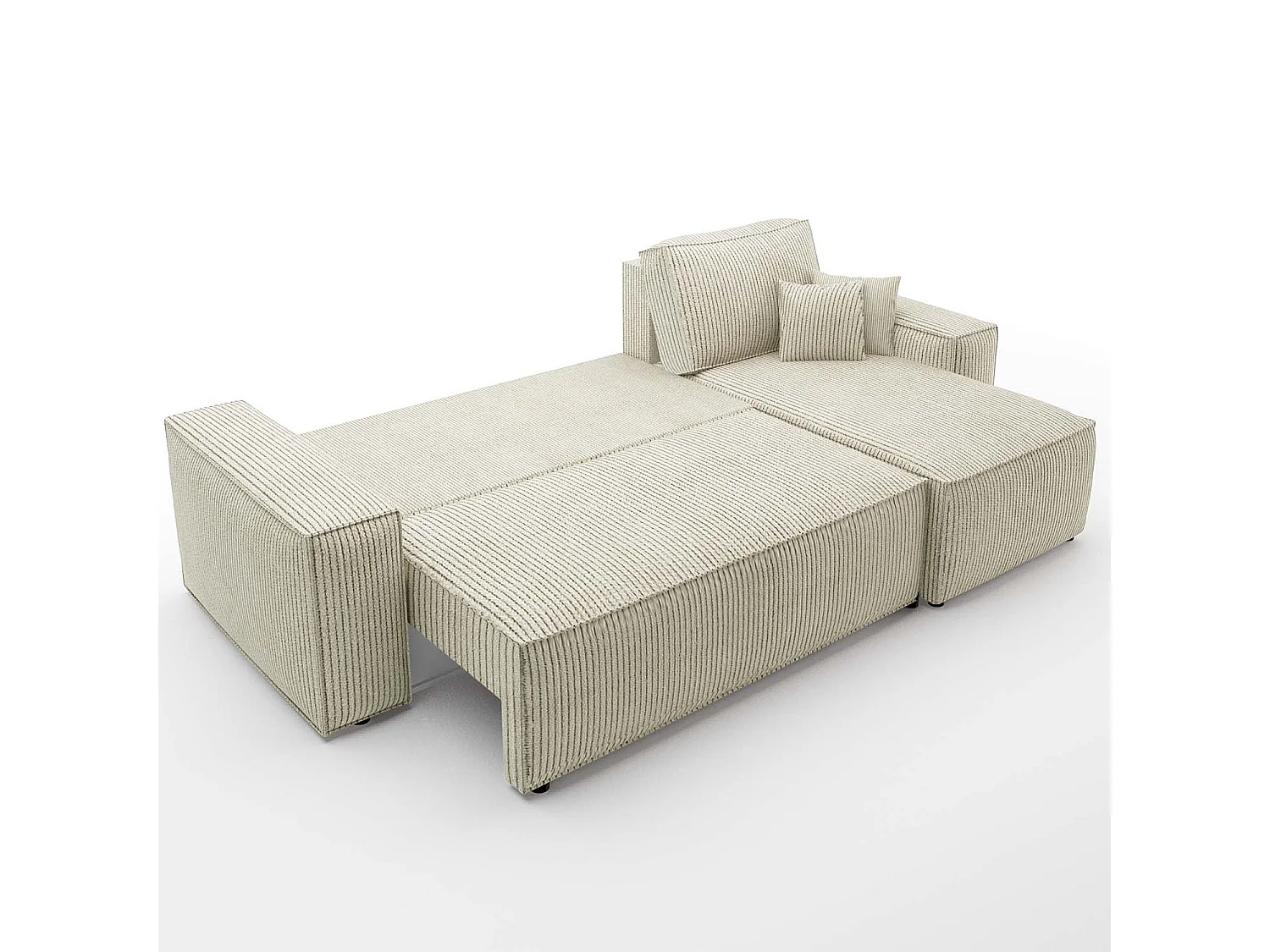 Canapé d'angle convertible réversible Lorenzo en velours côtelé Beige