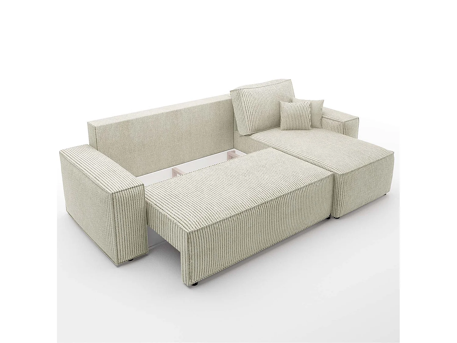 Canapé d'angle réversible convertible 4 places en velours beige