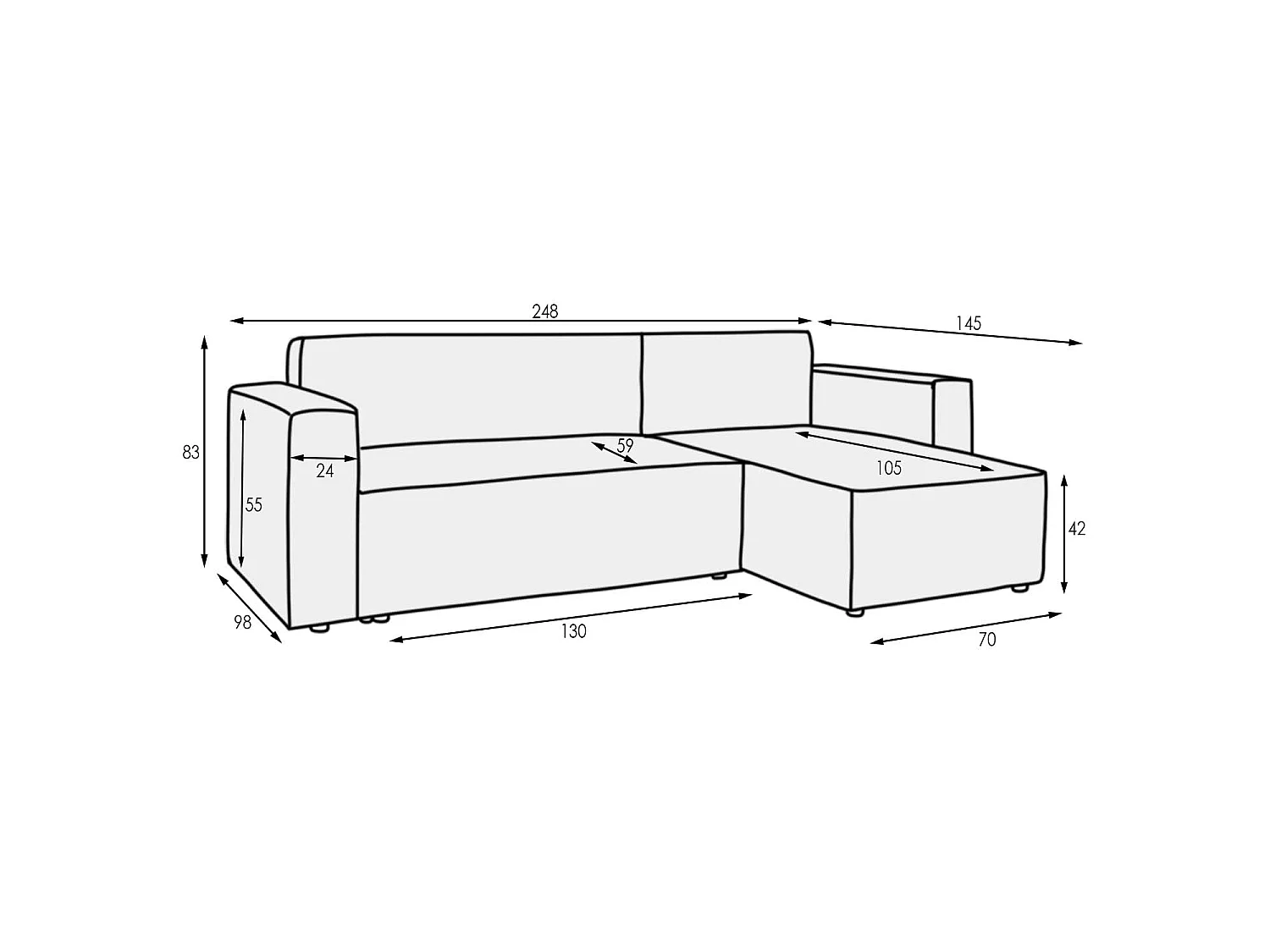 Canapé d'angle réversible convertible 4 places en velours beige