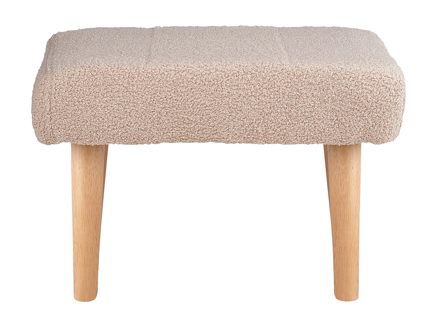 Hocker mit Holzbeinen Bouclé beige rechteckig Schemel Sitzhocker Modern Takoma