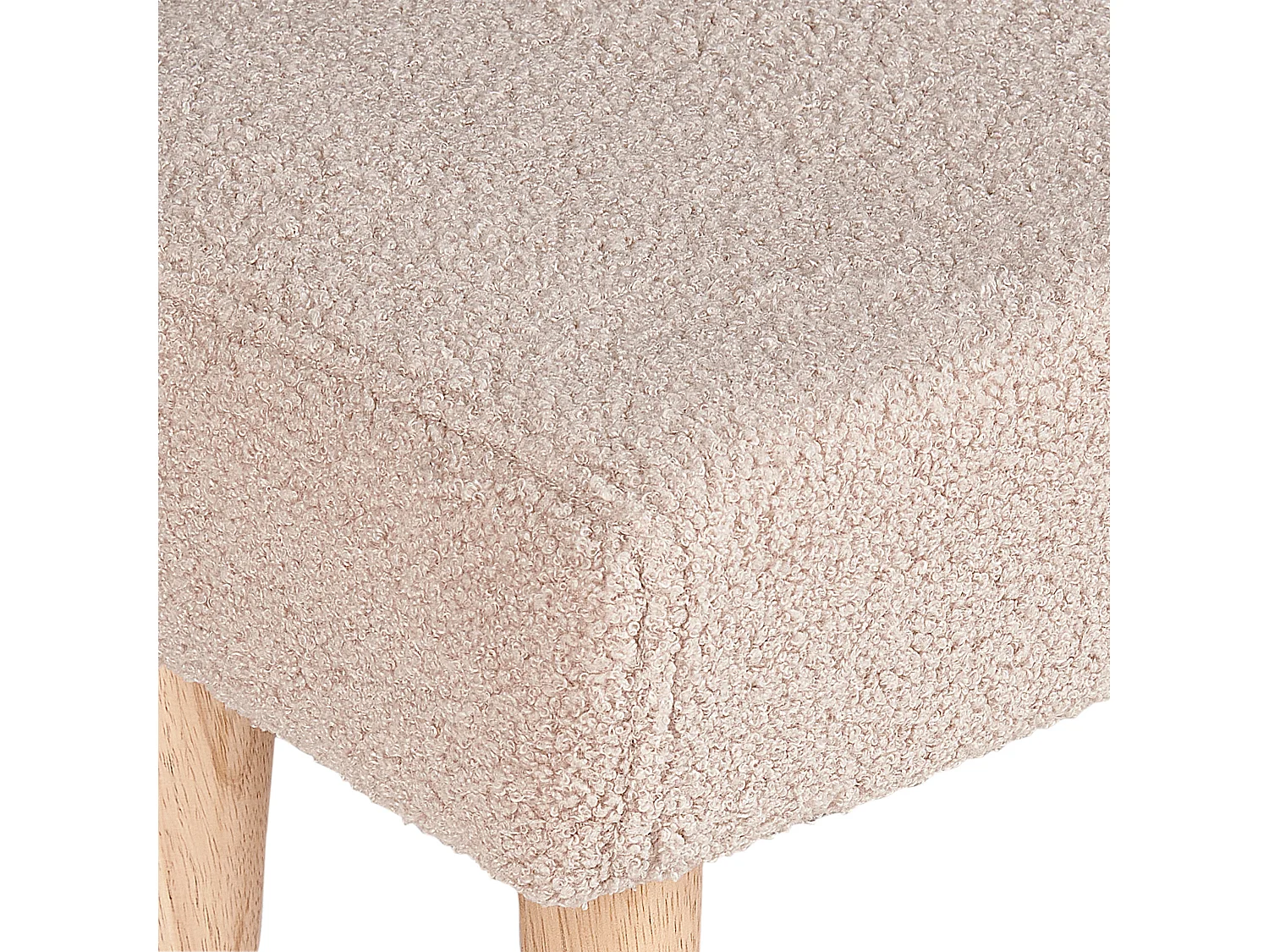 Hocker mit Holzbeinen Bouclé beige rechteckig Schemel Sitzhocker Modern Takoma