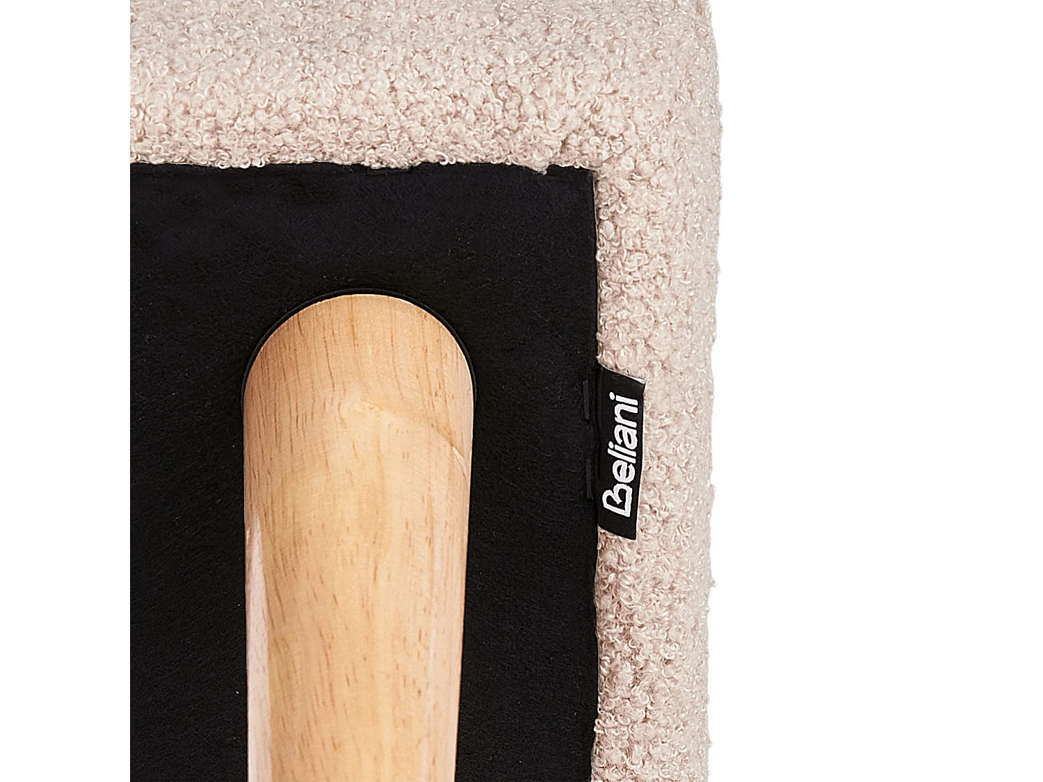 Hocker mit Holzbeinen Bouclé beige rechteckig Schemel Sitzhocker Modern Takoma