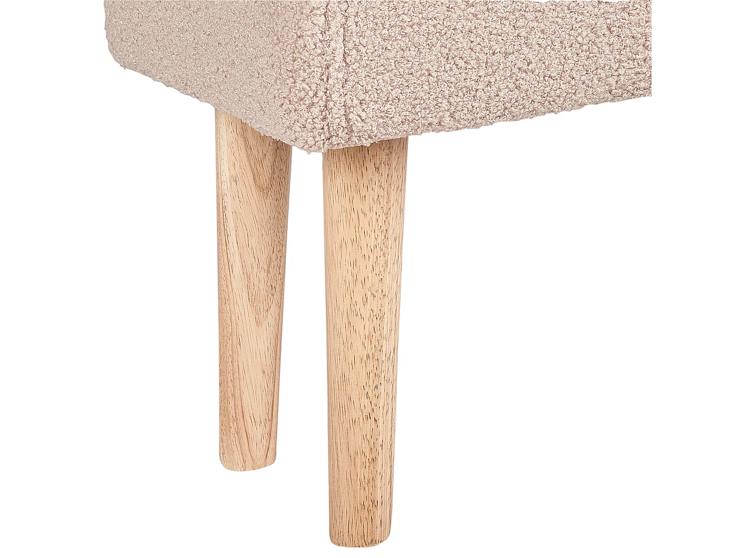 Hocker mit Holzbeinen Bouclé beige rechteckig Schemel Sitzhocker Modern Takoma
