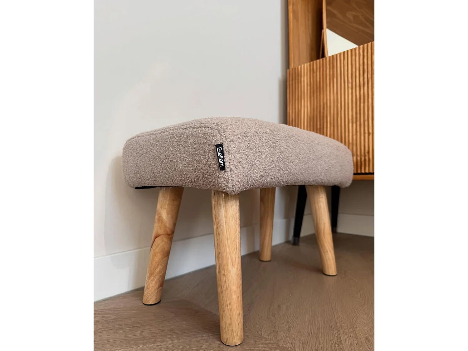 Footstool TAKOMA Boucle Light Beige